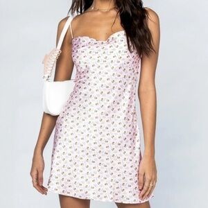 Princess Polly NWT US 8 Myron Pink Floral Slip Dress Satin Mini